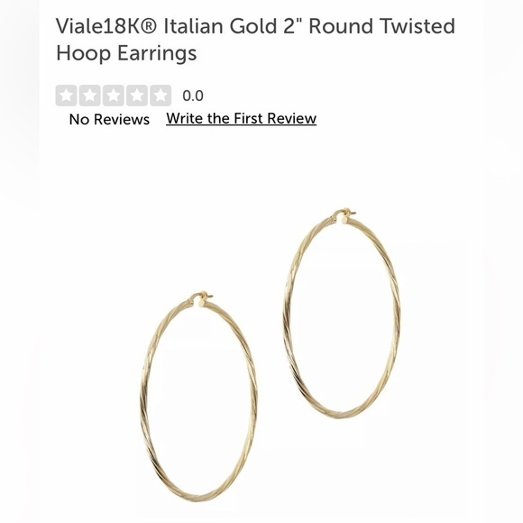 New 18k Yellow Gold Twisted Hoops 2" - Picture 2 of 11